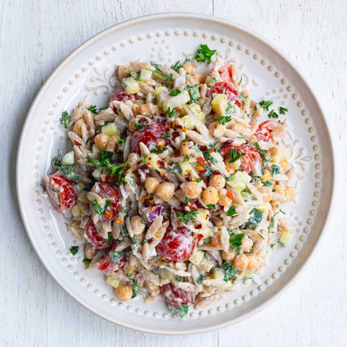 High-Protein Greek Orzo Pasta Salad